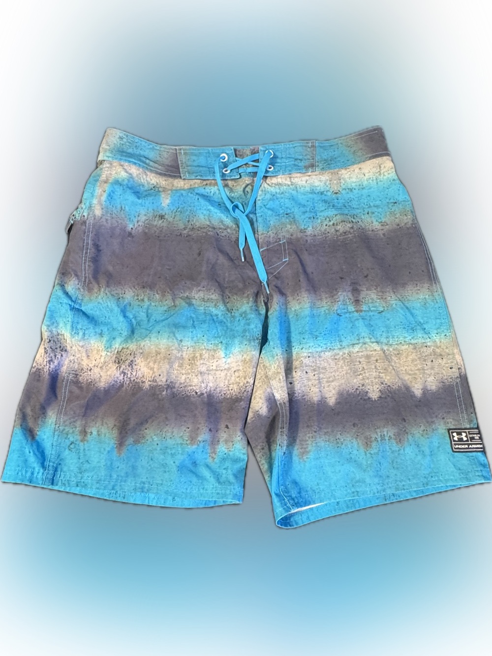 Under Armour Board Shorts Size 34 Blue Tie Dye Swim Surf Shorts